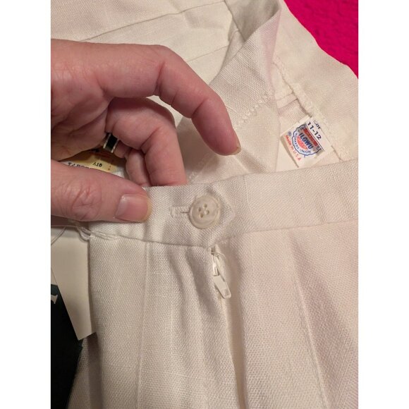Vintage Ira Joyce White Pleated Midi Skirt Sz 11 Made in USA Union Tag 80s 90s - Picture 5 of 6